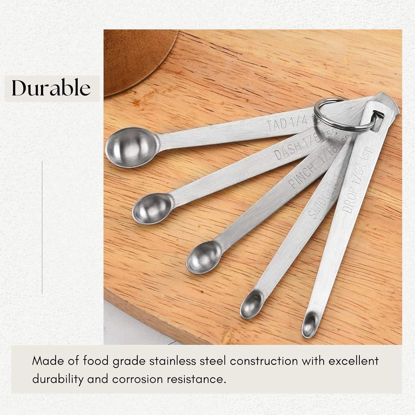 2 Pack Teaspoon Measuring Spoons, 1/4 tsp, 1/8 tsp, 1/16 tsp, 1/32 tsp, 1/64 tsp Mini Measuring Spoons Set, Stainless Steel Cooking Baking Tiny Measuring Spoon for Powders, Spices, Salt