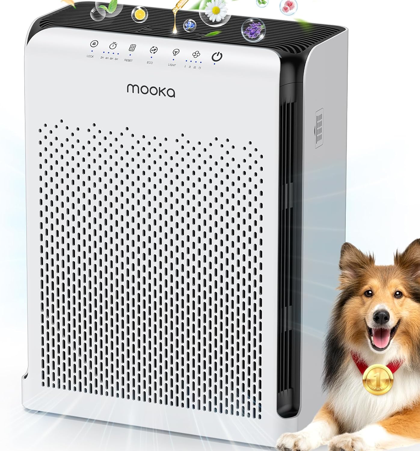 Air Purifiers for Home Large Room up to 2200ft², MOOKA Air Purifier for Home Pets Bedroom with ECO Mode & Fragrance, HEPA Air Filter Cleaner for Pet Hair Dander Smoke Living Dorm Room Office, M200L