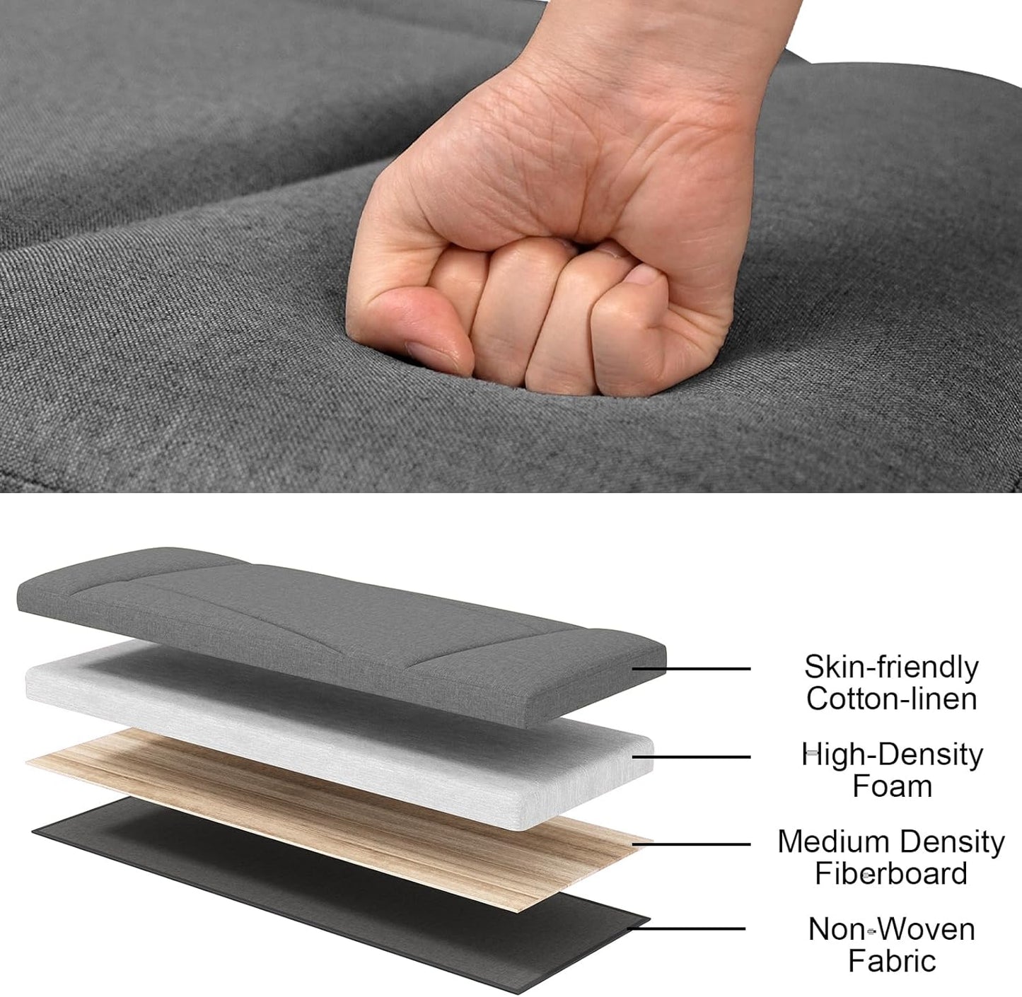 Ottoman with Storage, 43 Inches Folding Storage Ottoman Bench for Bedroom, End of Bed Bench, Entryway and Living Room, 43"x15"x15",Dark Gray