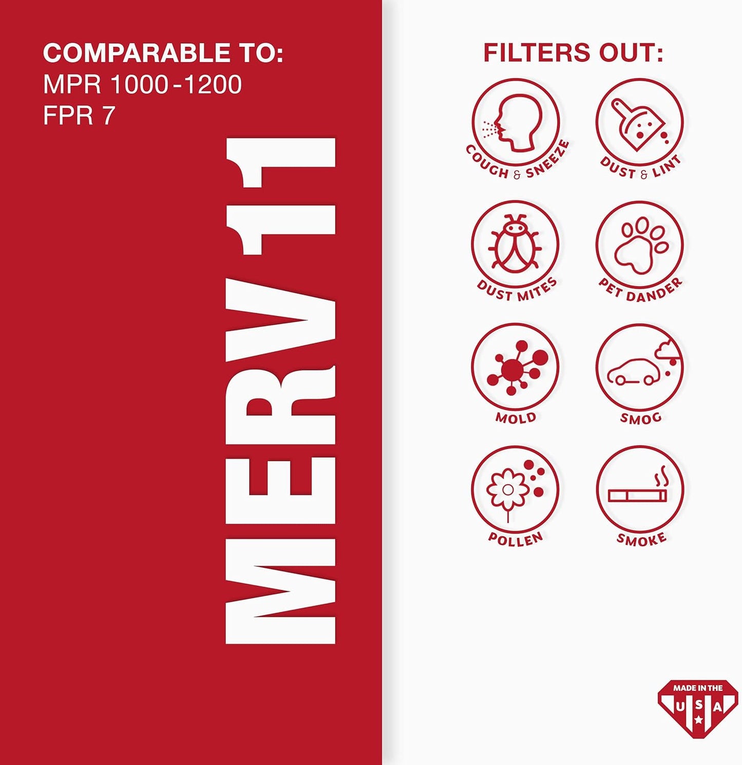 Aerostar 16 3/8x21 1/2x1 MERV 11 Pleated Air Filter, AC Furnace Air Filter, 12 Pack (Actual Size: 16 1/2" x 21 1/2" x 3/4")