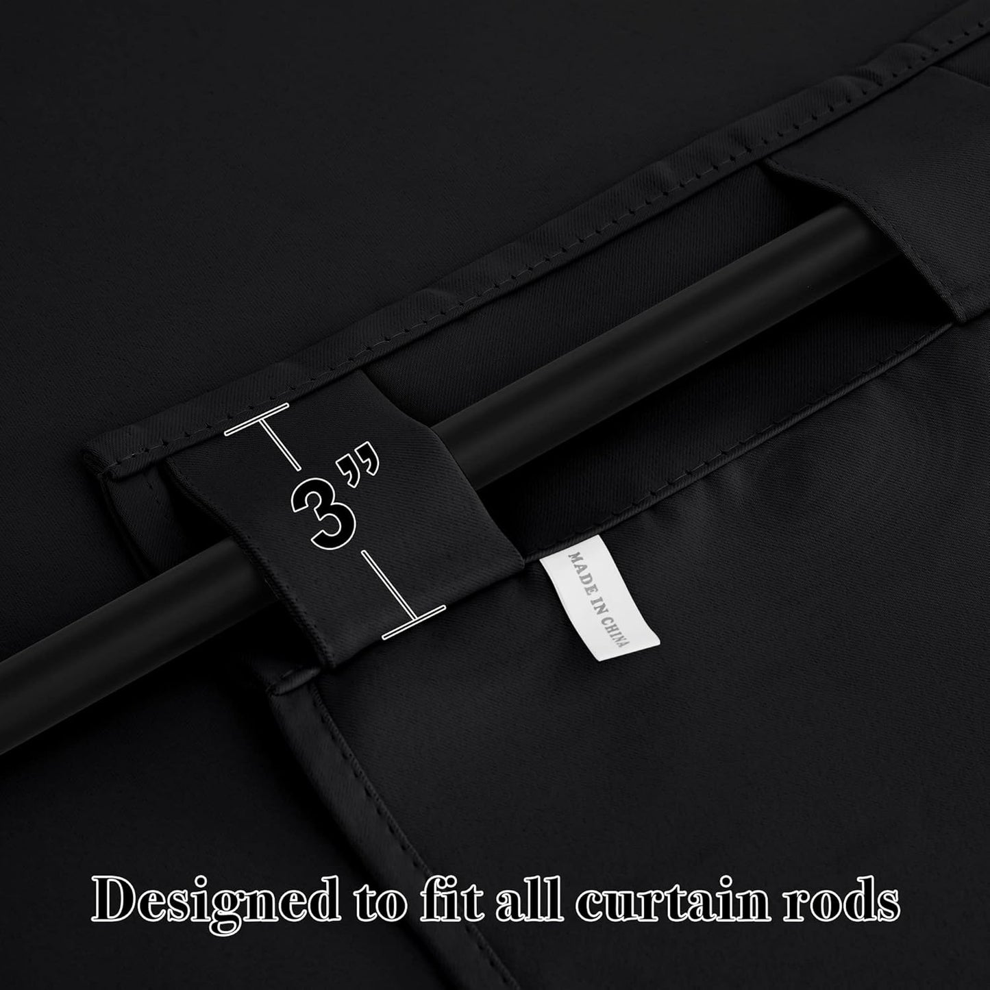 RYB HOME Short Black Curtains for Bedroom, Blackout Thermal Insulated Curtains and Drapes Small Window Treatment Privacy Shades for Kitchen Farmhouse Closet, W42 x L63 inch, 2 Panels