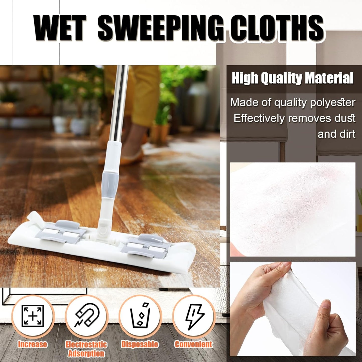 60 Counts Sweeper Wet Mopping Cloths 17.7 x 11.8'' X Large Wet Mop Pads Refills XL Disposable Floor Wipes Duster for Sweeping Scrubbing Cleaning Dry Wood Hardwood Tile