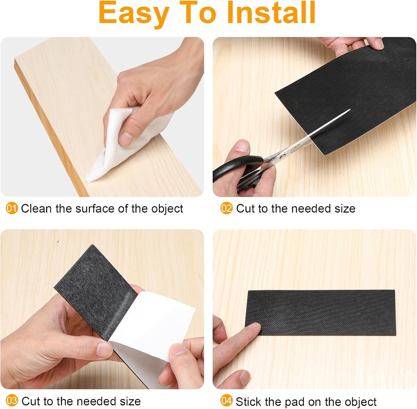 CHUNZEXI Non Slip Furniture Pads 4 PCS 6" x 4", Heavy Duty Rubber Grippers for Furniture Legs, Anti Skid & Scratch Resistant, Prevent Sliding on Hardwood Floors