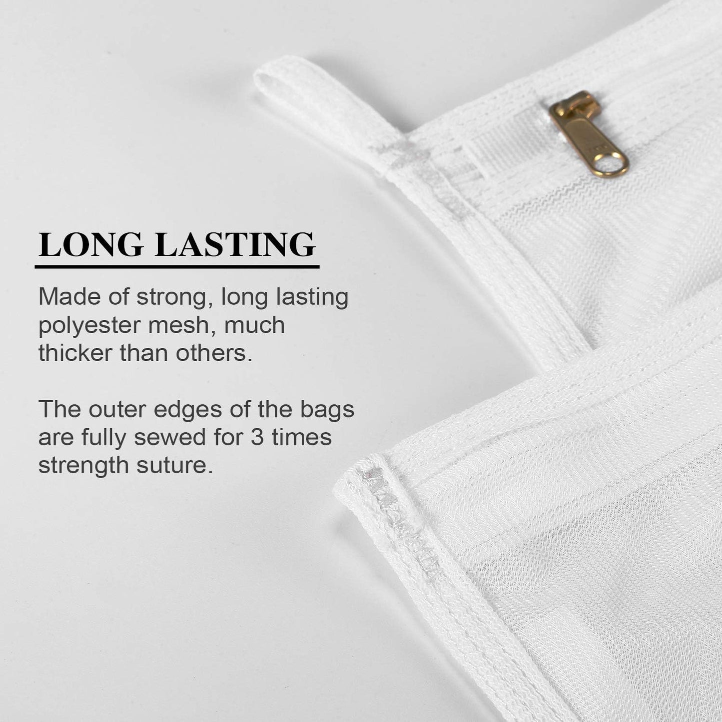 Reusable Mesh Laundry Bags, Delicates Garment Washing Bags for Travel/College, Durable Zipper Closure (2 Large 1 Medium)