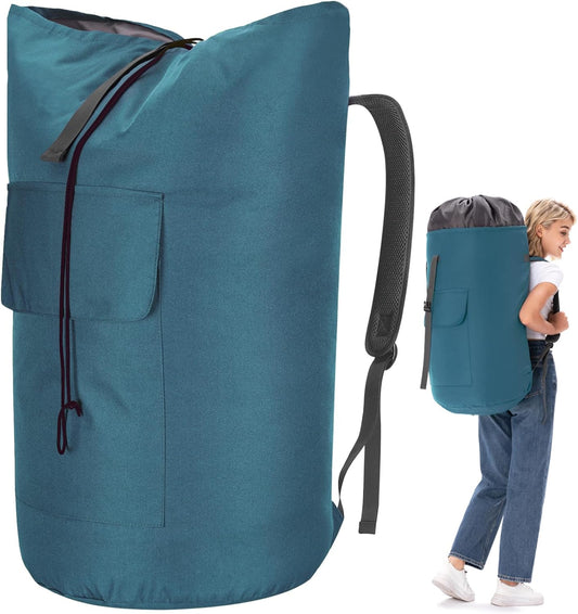 Laundry Bag for College, Backpack Laundry Bag for College Turquoise, 115L Extra Large Laundry Backpack, Heavy Duty Dirty Clothes Bag, Dorm Room Essentials for College, Travel, Laundromat, Apartment