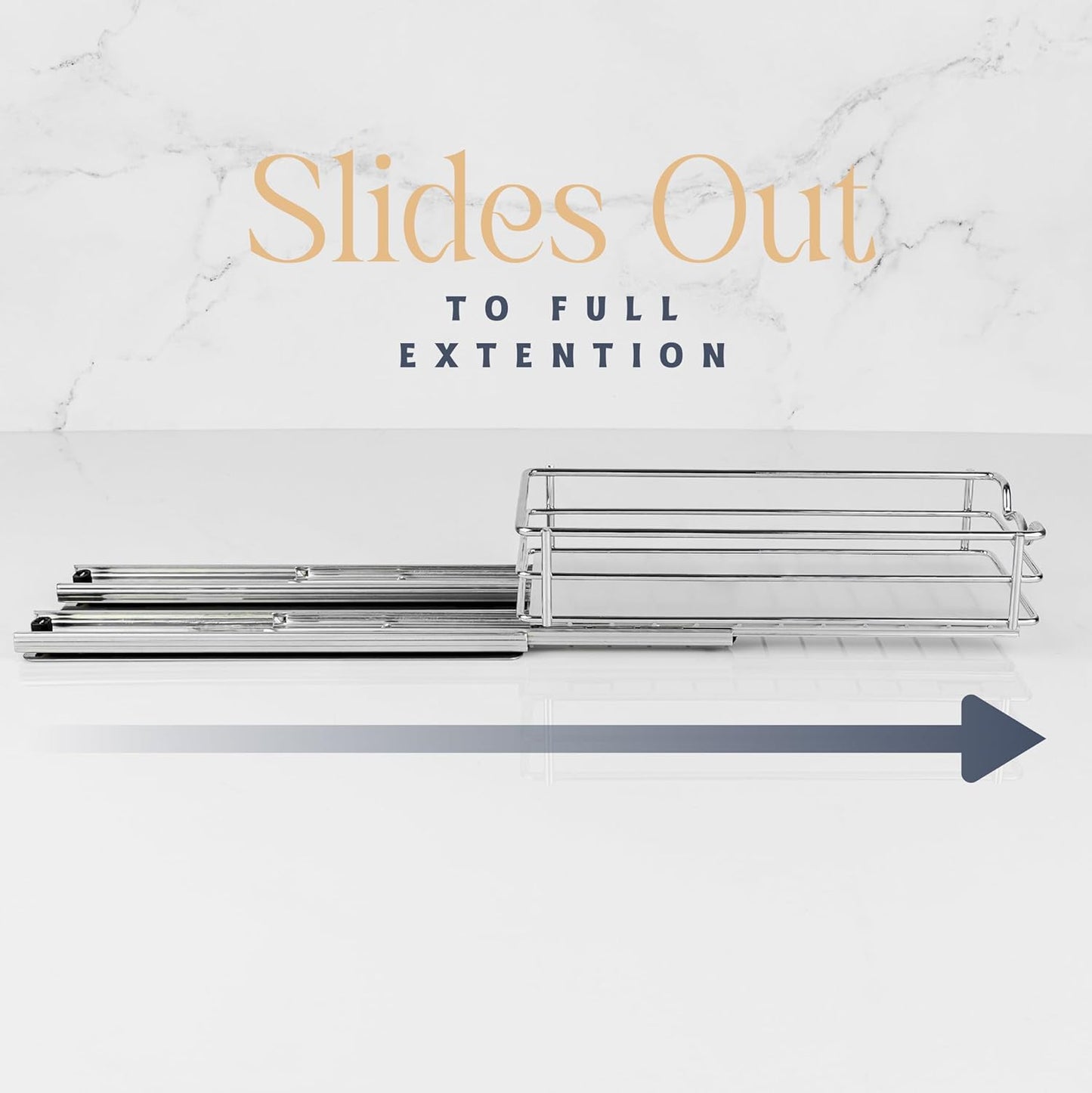 Pull Out Cabinet Organizer for Spices, Cans - Heavy Duty with Lifetime Limited Warranty- Pull Out Spice Rack- Cabinet Pull Out Shelf for Cans,Dishes, Etc, 6-1/2 "W x 10-1/2"D x 2-3/4”H, Chrome