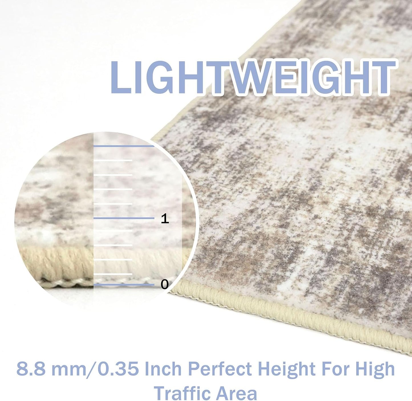 IOHOUZE Small Abstract Area Rug 2x3 Ft Entryway Rugs Washable Door Mat Indoor Entrance, Rubber Backed Throw Rugs, Printed Faux Wool Non Slip Floor Carpet for Foyer Front Door Sink, Beige Brown