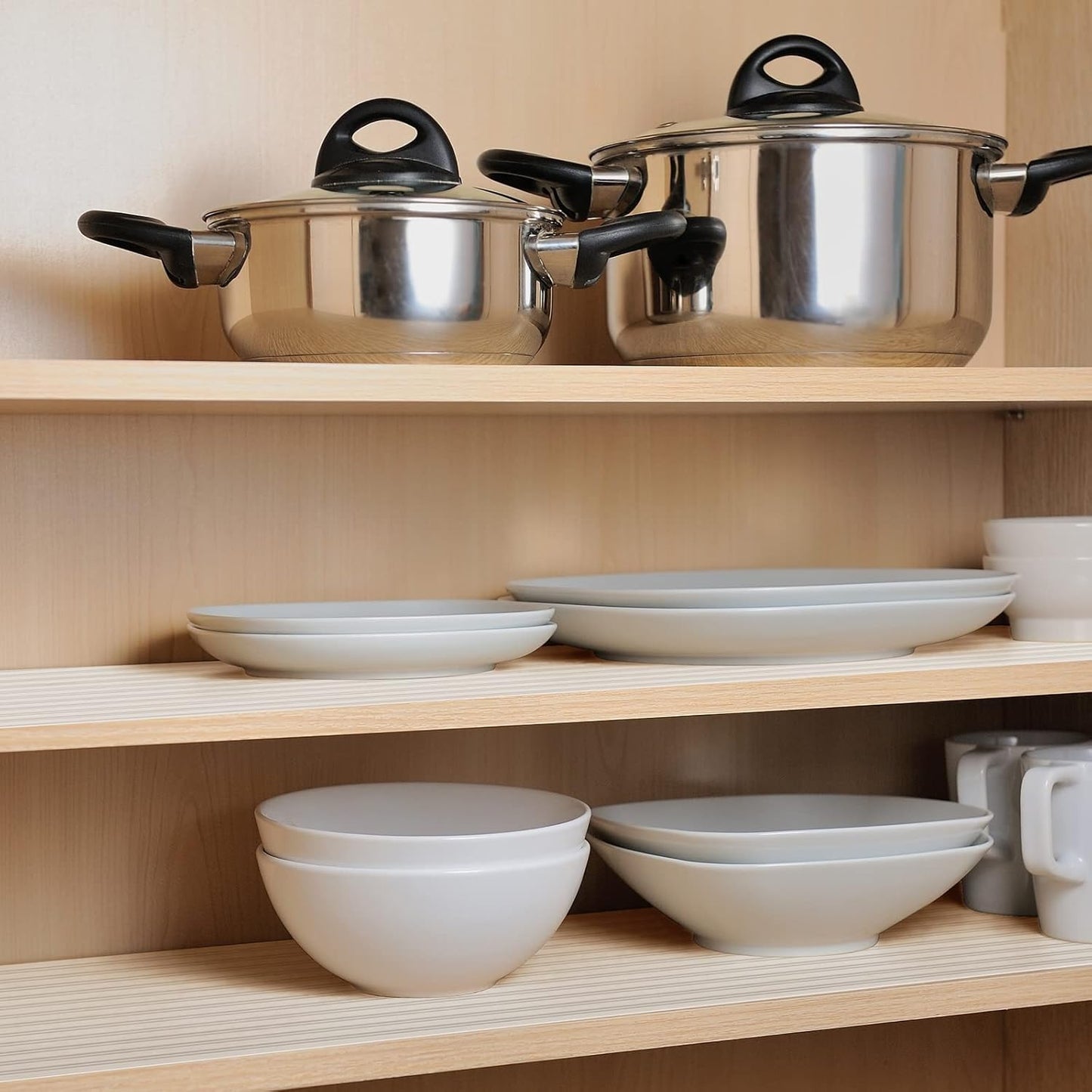 Shelf Liners for Kitchen Cabinets Non Adhesive Drawer Liner EVA Material Cupboard Mat Waterproof Refrigerator Mats Washable Fridge Liner for Cupboard and Desks Clear Shelf Liner 17.3 x 157.4 Inches