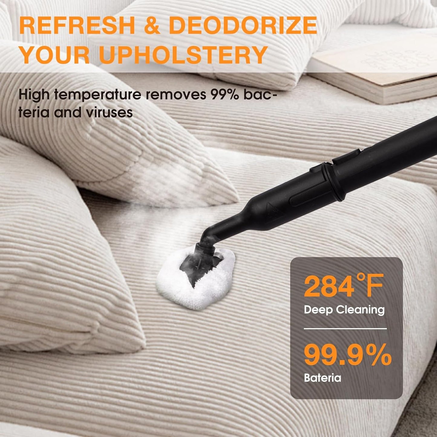 Powerful Steam Cleaner for Home, Chemical-Free Multipurpose Steam Cleaner, 3-Steam Volumes Comfy Handle, Portable Deep Cleaning Lightweight Steamer for Car Detailing Carpet Upholstery Tile Grout