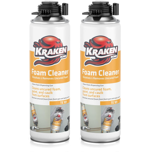 Kraken Bond Spray Foam Gun Cleaner - (2x12.3oz) Polyurethane Insulation Cleaner Spray, Dissolves Uncured Expanding Cleaner Spray for Extended Tool Durability - 2 Pack