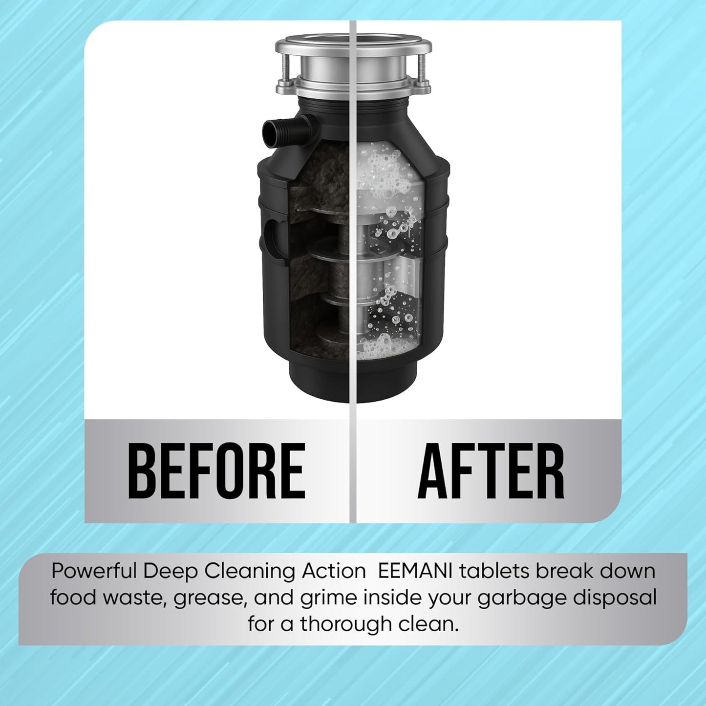 Garbage Disposal Cleaner Tablets 24 Pack – 20g Large Foaming Lavender Scent, Sink & Drain Freshener for Kitchen, Deep Cleaning – 1 Year Supply