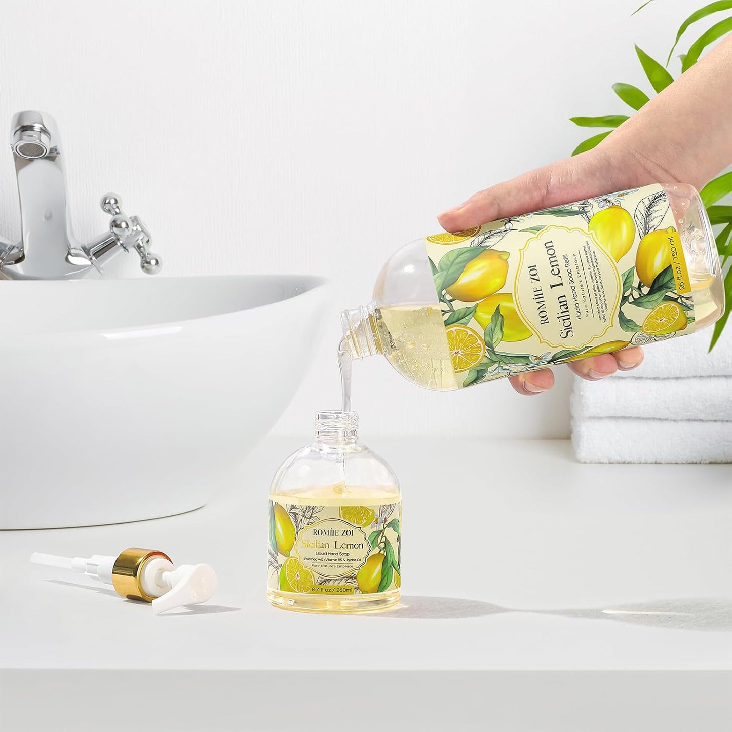 ROMIIE ZOI Liquid Hand Soap Refills, Lemon, Gentle & Moisturizing Formula, 750 ML/ 26 FL OZ