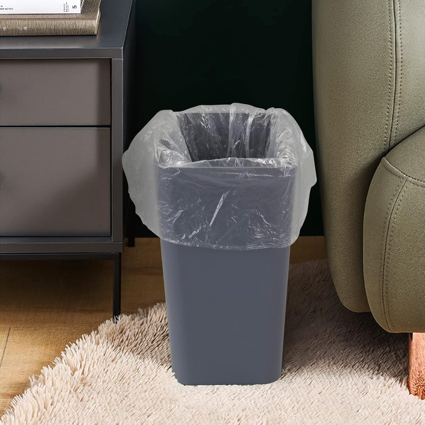 3-Pack Gray 4.5 Gallon Plastic Trash Can Wastebasket, Garbage Container Bin