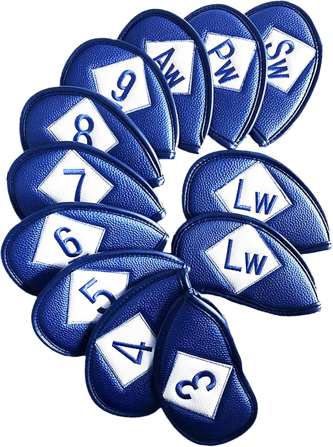 FINGER TEN Premium Synthetic Leather Stylish Iron & Wedge Golf Head Covers Value 12 Piece Set, Embroidered Labels & Fits Most Clubs Gift Set, Travel Protection Accessories
