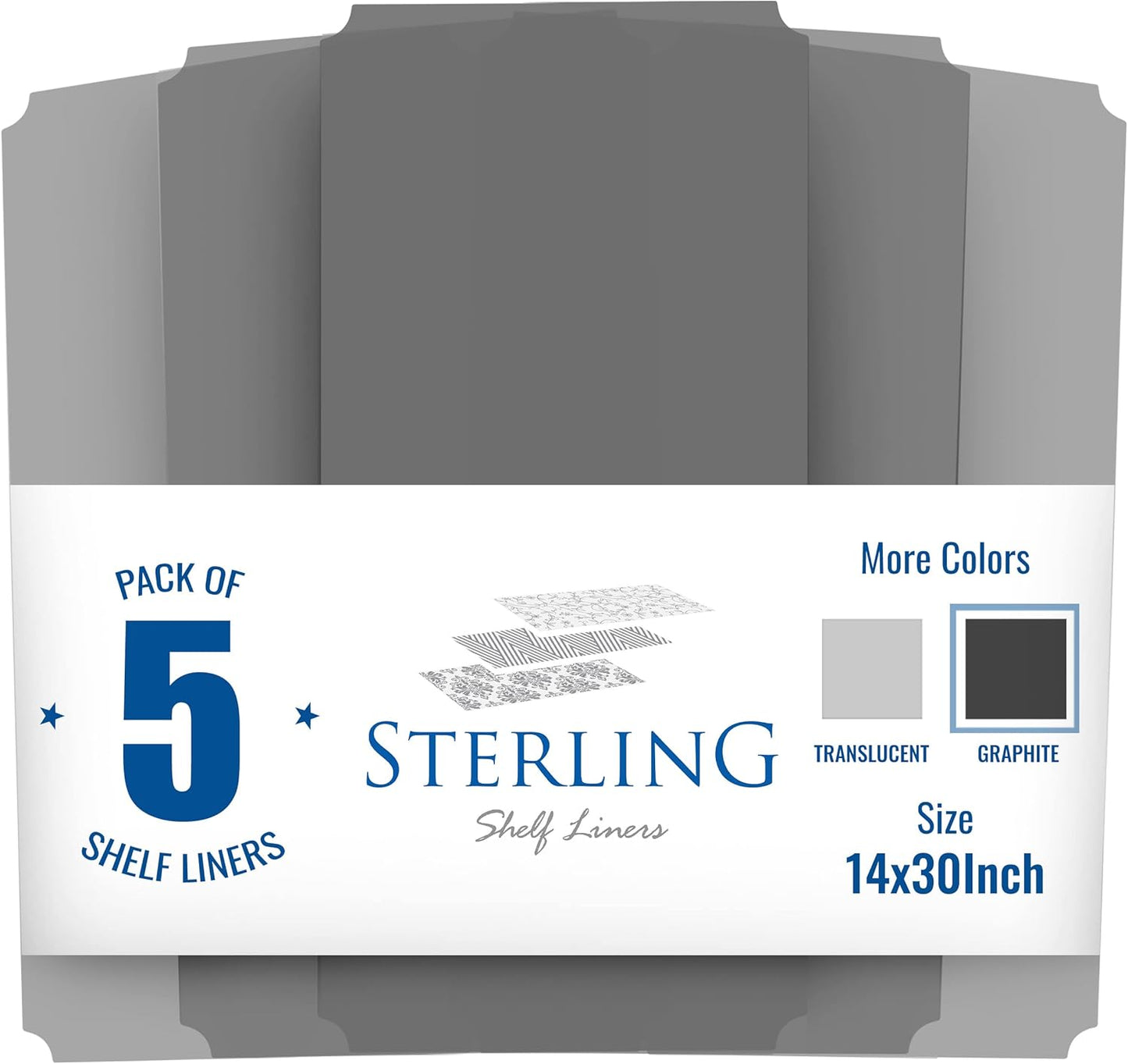 Sterling Shelf Liners for Wire Shelf System: Set of 5 in Graphite: 14 x 30 inch: Plastic Wire Shelving Mats