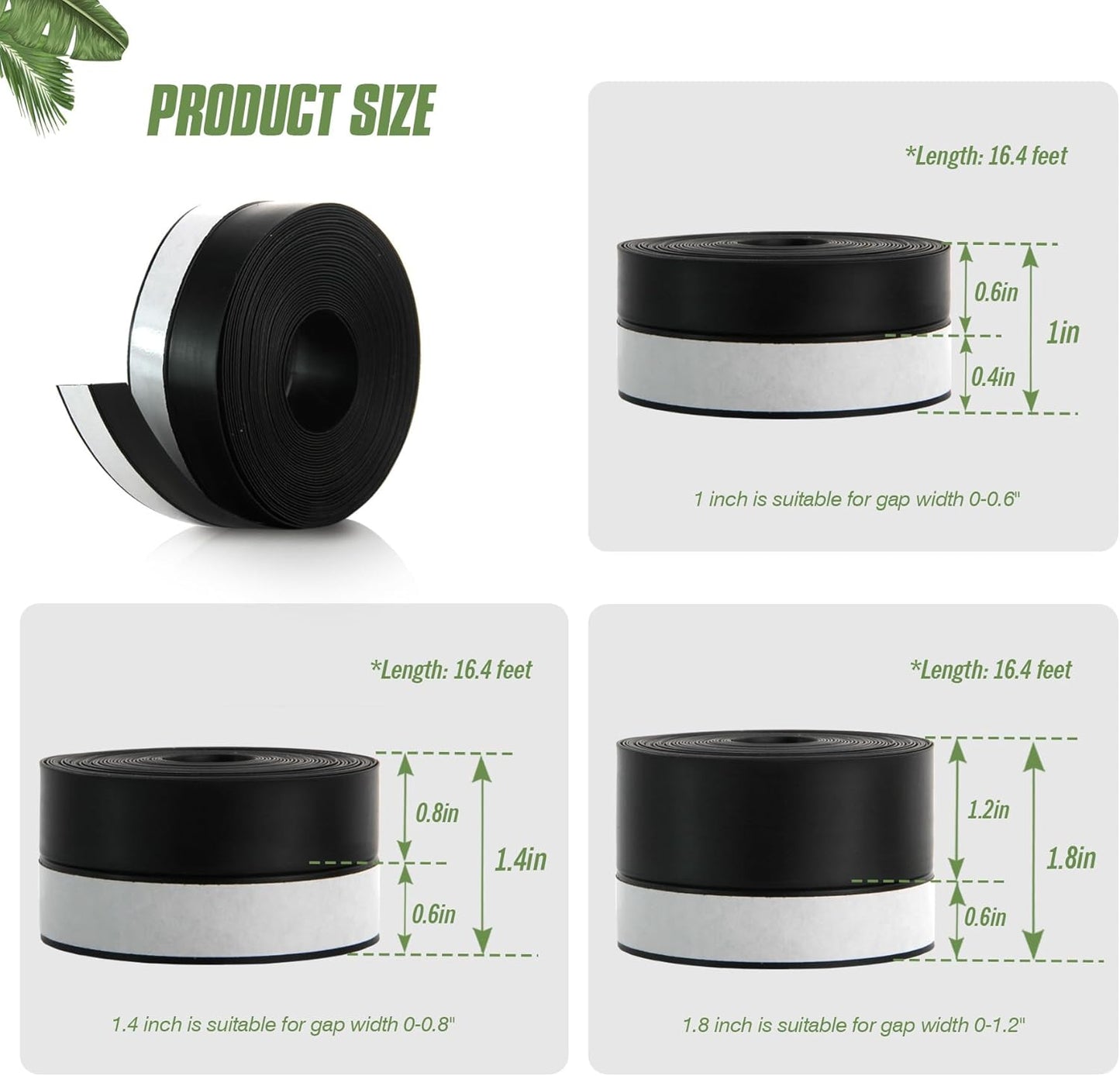 Silicone Weather Stripping Door Seal Strip, 16.4 Feet Self Adhesive Sealing Sticker Sealing Tape for Door Draft Stopper Adhesive for Doors Windows Shower Glass Gaps (Black, Width 25mm)