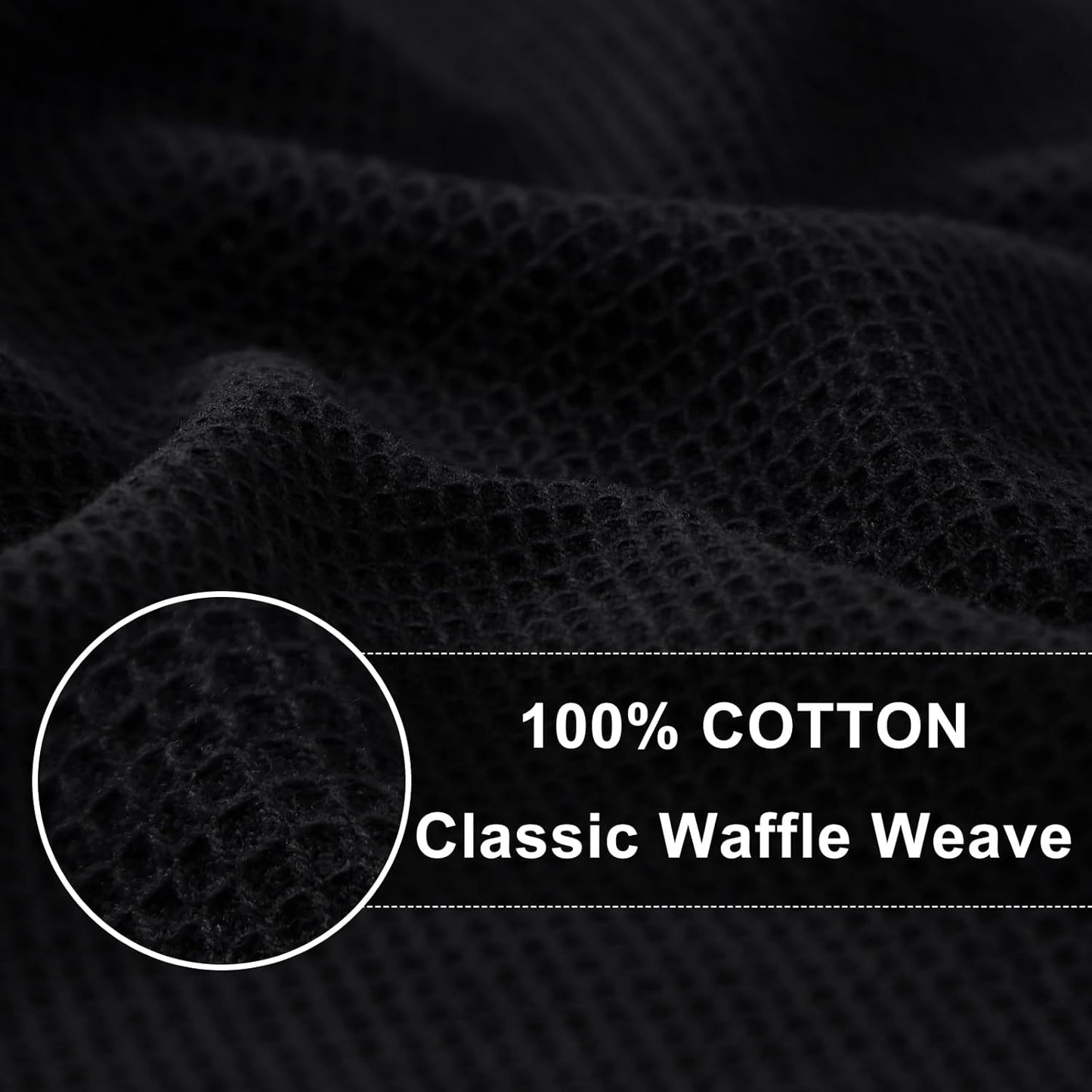 Homaxy 100% Cotton Waffle Weave Kitchen Towels - 6 Pack Soft and Absorbent Dish Towels - 16 x 26 Inches Quick Dry Hand Towels - Black