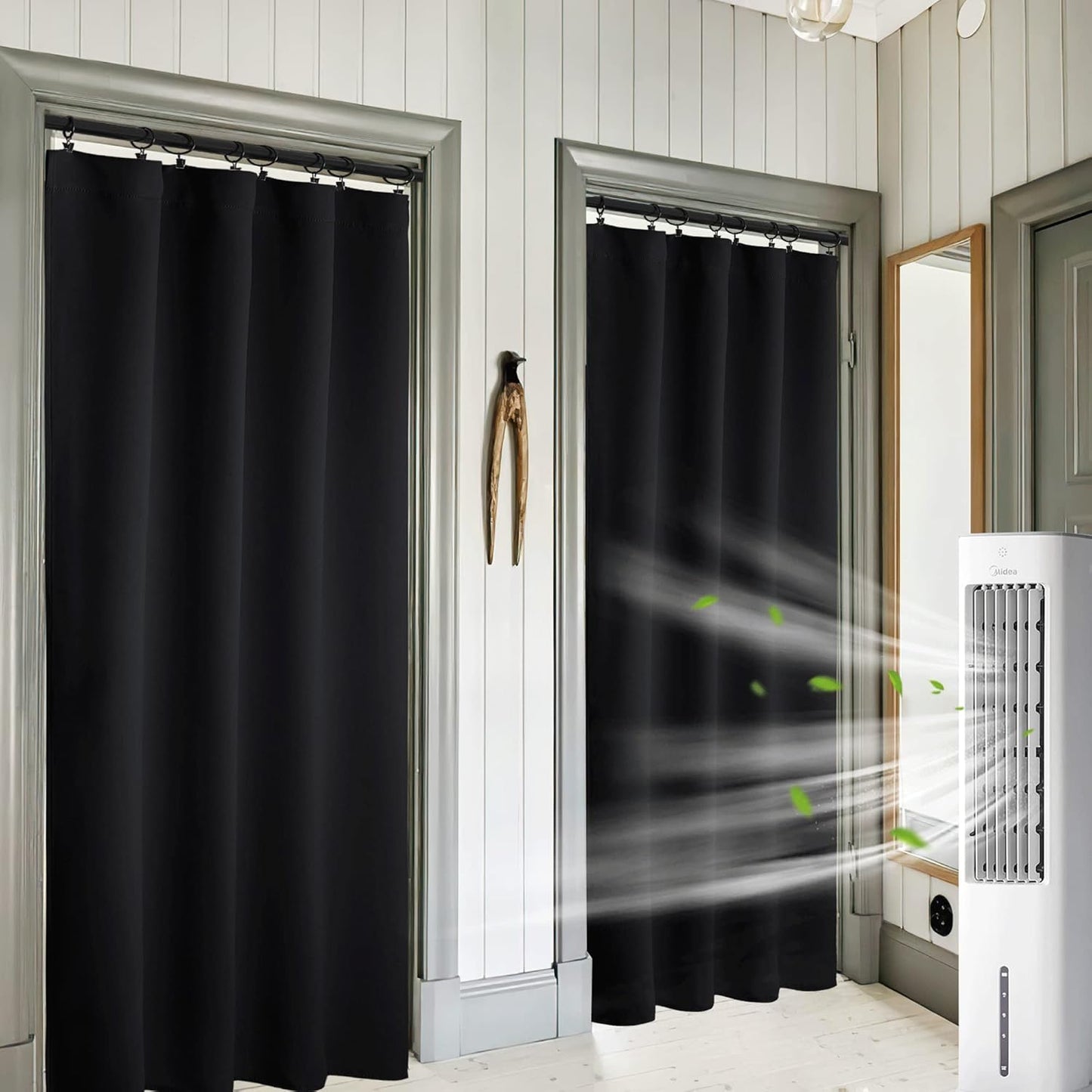 RYB HOME Blackout Curtains for Living Room, Large Window Shades for Bay Window Dining Parlor Bedroom Patio Door, Wide 52 x Long 102 inches, Black, 2 Panels