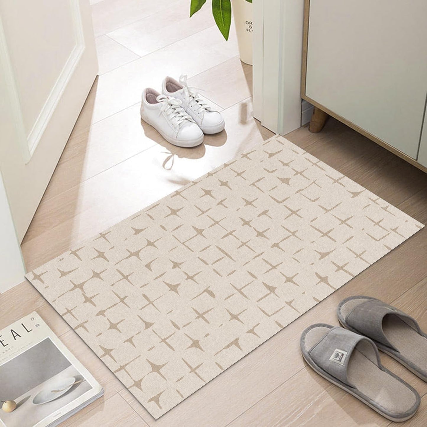 Ultra Thin Door Mat Indoor Entrance, 1/10 in Thin Door Mats for Inside Entry, Non-Slip Rubber Backing Washable Doormat, Fade Resistant, Absorbent, Low Profile Dirt Trapper, 30"X17"