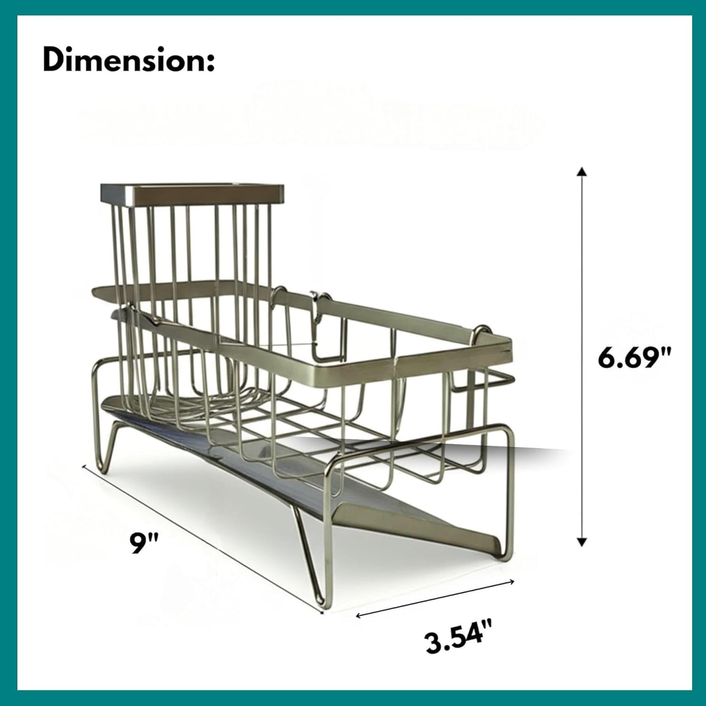 Sponge Holder for Kitchen Sink Self-Draining Sink Caddy with Brush & Dishcloth Holders Stainless Steel Kitchen Organizer for Countertop Rustproof & Durable