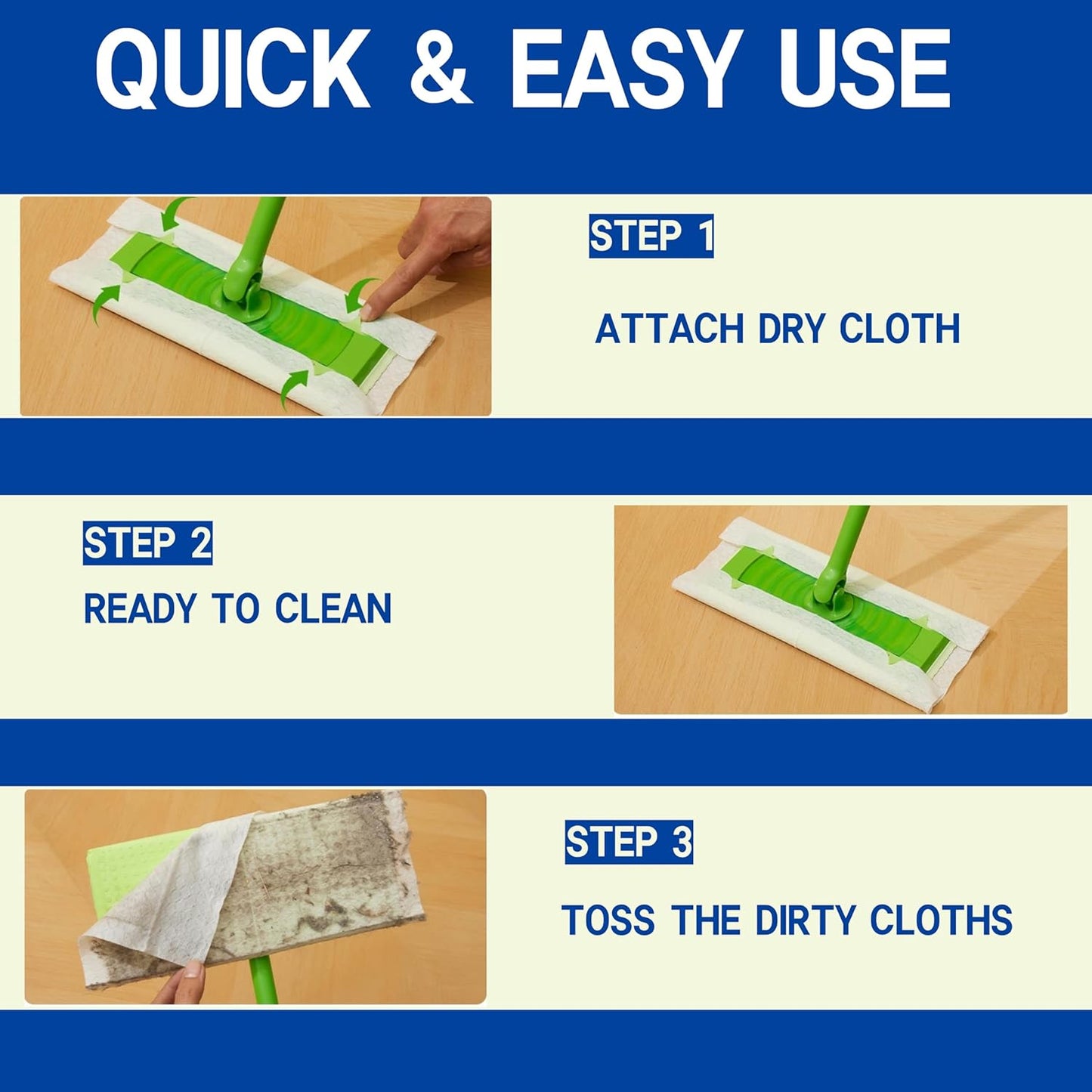 Dry Sweeping Cloths Disposable Mop Refills Floor Dust Mop Pad, Floor Cloth Refills for Swiffer Standard Sweeper, Pack of 160