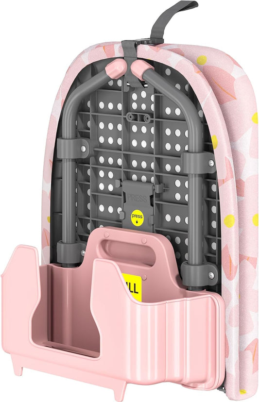 APEXCHASER Small Ironing Board with Iron Holder, Compact Iron Board with Non-Slip Feet, Portable Tabletop Ironing Board with Cotton Cover for Small Spaces and Travel, Pink