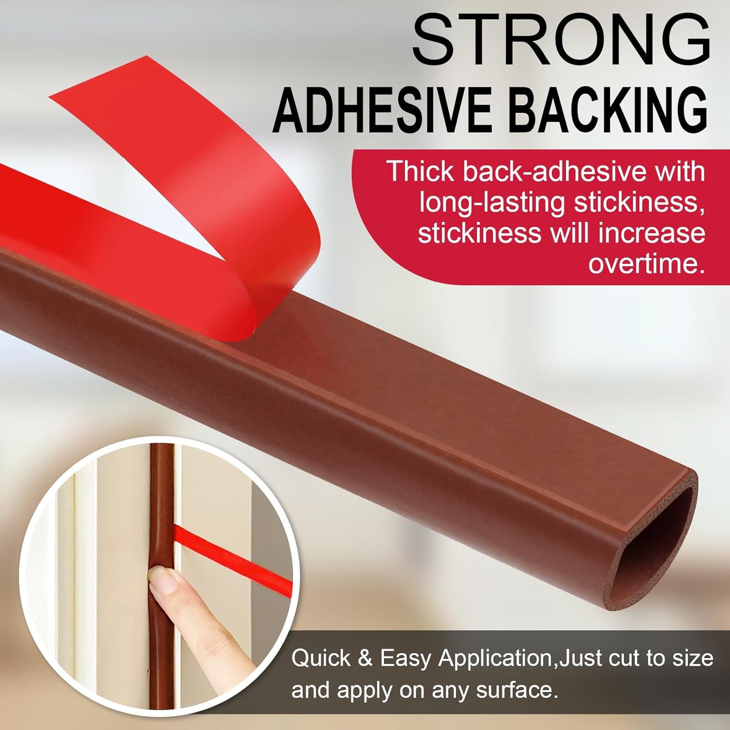 【New Upgrade】 Silicone Door Weather Stripping Door Seal Strip, 19.7 Feet Self-Adhesive D-Shape Door Insulation Strip for Door Frame& Window Seal Large Gaps, Easy to Cut & Install