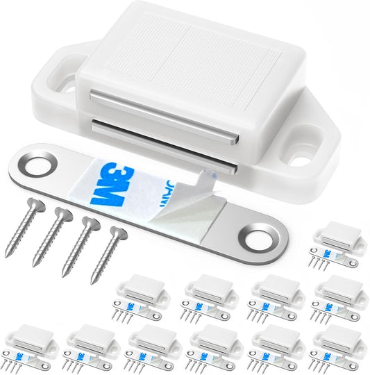 Cabinet Magnetic Catch Door Latch 30LB for Kitchen Drawer Magnets to Stay Closed Magnetic Catch Closet for Drawer（White 12 Pack）