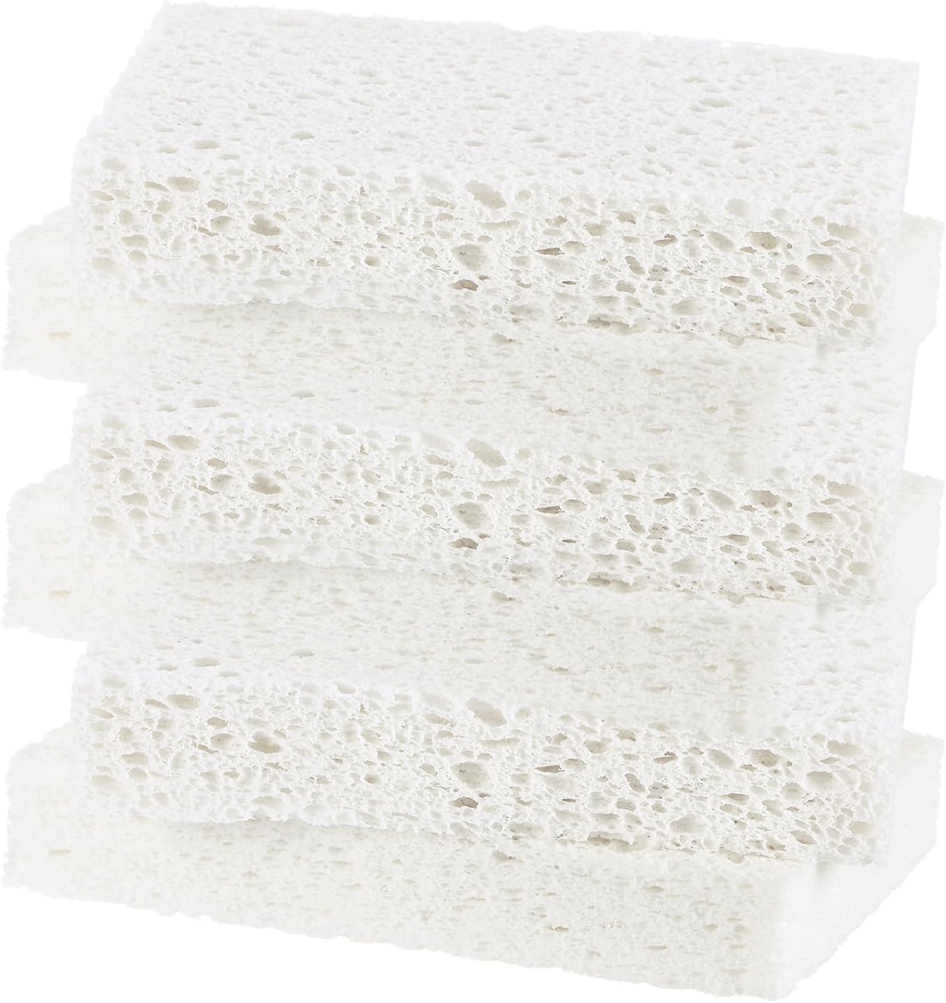 6-Pack Kitchen Sponges, Condense Eco Cellulose Non-Scratch Scrub Heavy Sponge for Kitchen/Household/Bathroom, Clean Tough Messes Dish Scrubber [White]