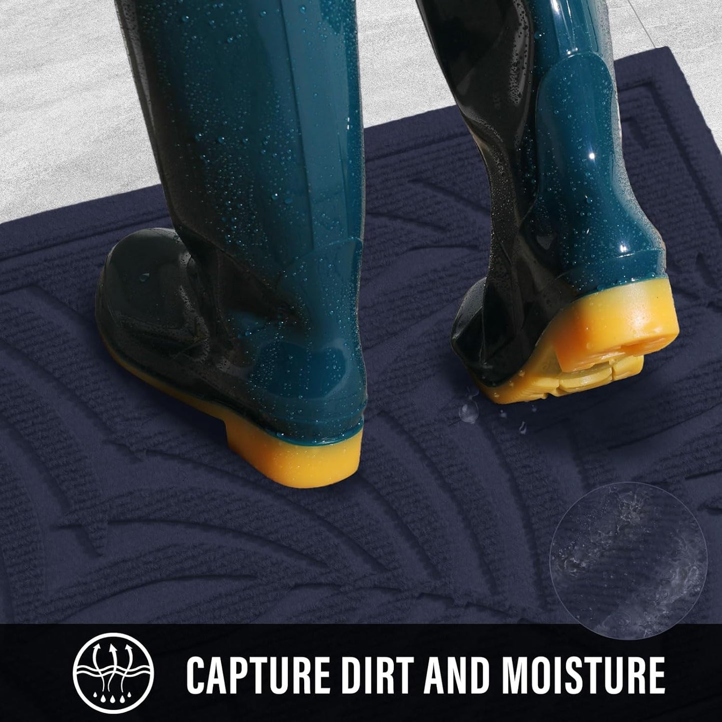 Front Door Mat, Absorbent Resist Dirt Welcome Door Mat Indoor Outdoor, Waterproof Doormat, Sturdy Non Slip Backing, Fade Resistant, Low Profile Entry Mat for Entryway, 36×24, Blue