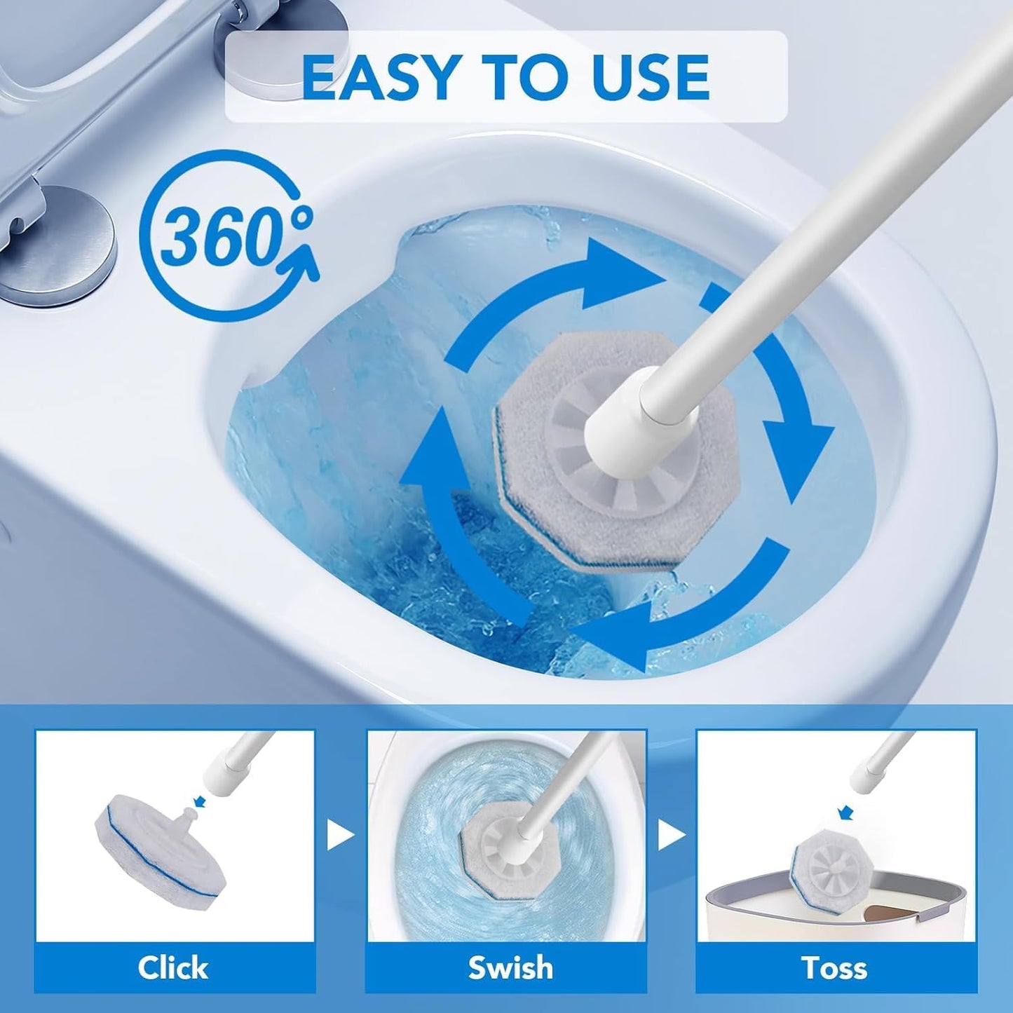 80 Pcs Toilet Wand Refills, Disposable Toilet Brush,Disposable Toilet Bowl Brush Replacement Heads,for Bathroom Cleaning,Clean Toilets,bathtubs,mop Pools, wash basins