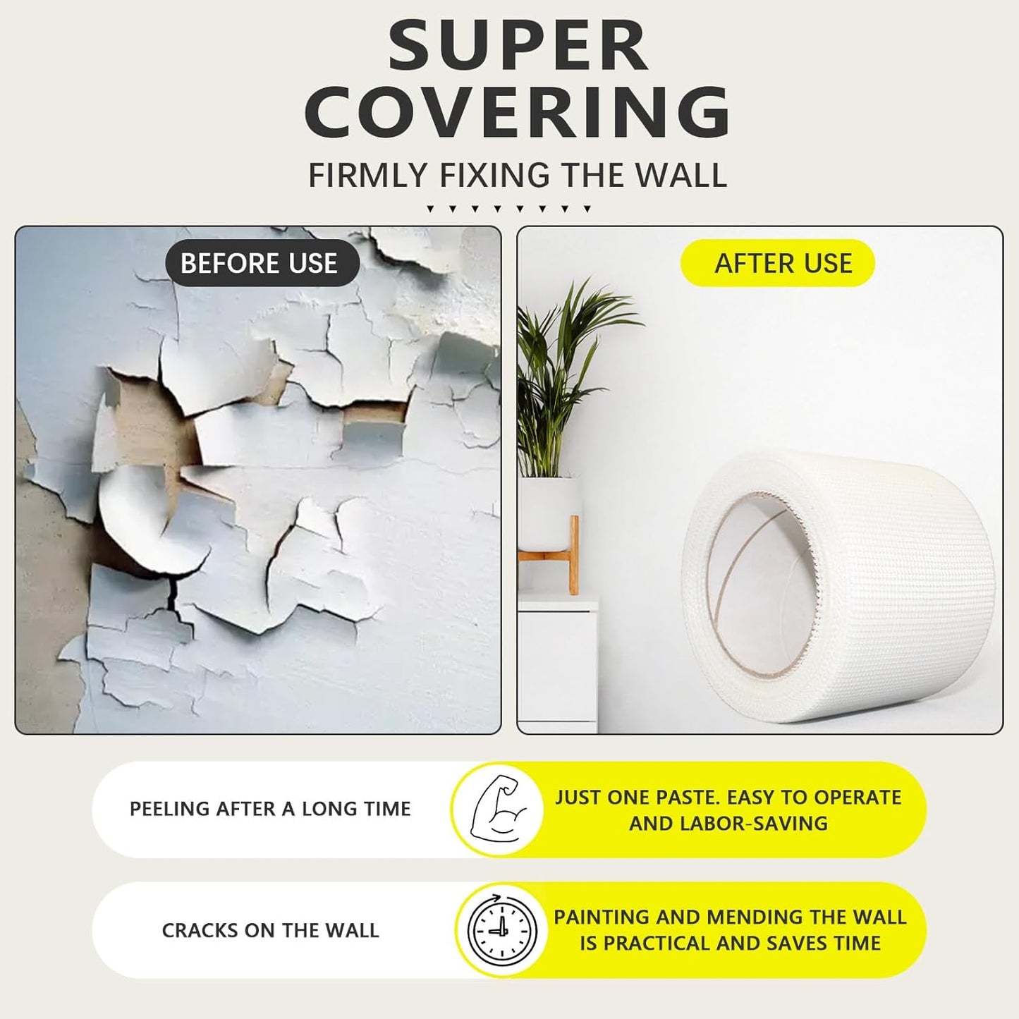 20" 100 Feet Drywall Joint Tape, Self-Adhesive Encrypted Fiberglass Drywall Repair Mesh Tape for Wall Cracks and Seam Patch