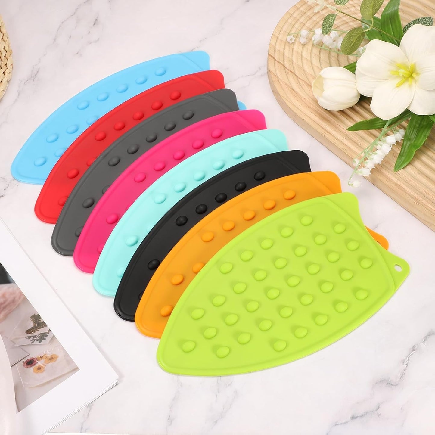 PATIKIL Silicone Iron Rest Pad, 2 Pcs Multipurpose Hot Heat Resistant Iron Rest Plate Protective Pad for Ironing Board Hot Resistant Steamer Steam Compact Mat, Gray