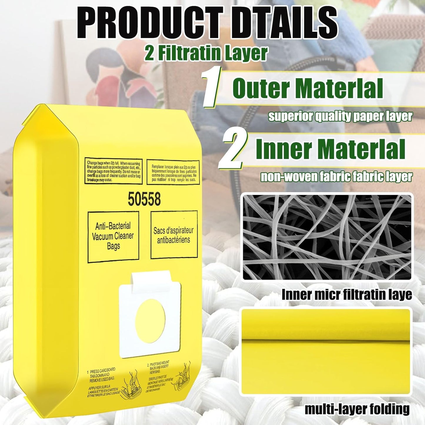 30 Pack Vacuum Cleaner Bags Fit for Kenmore Canister Type C/Q 5055 50555 50557 50558 and Pana·sonic Type C-5 C-18, 200 Series, 400 Series, 600 Series, 700 Series, 800 Series (30 Pack)