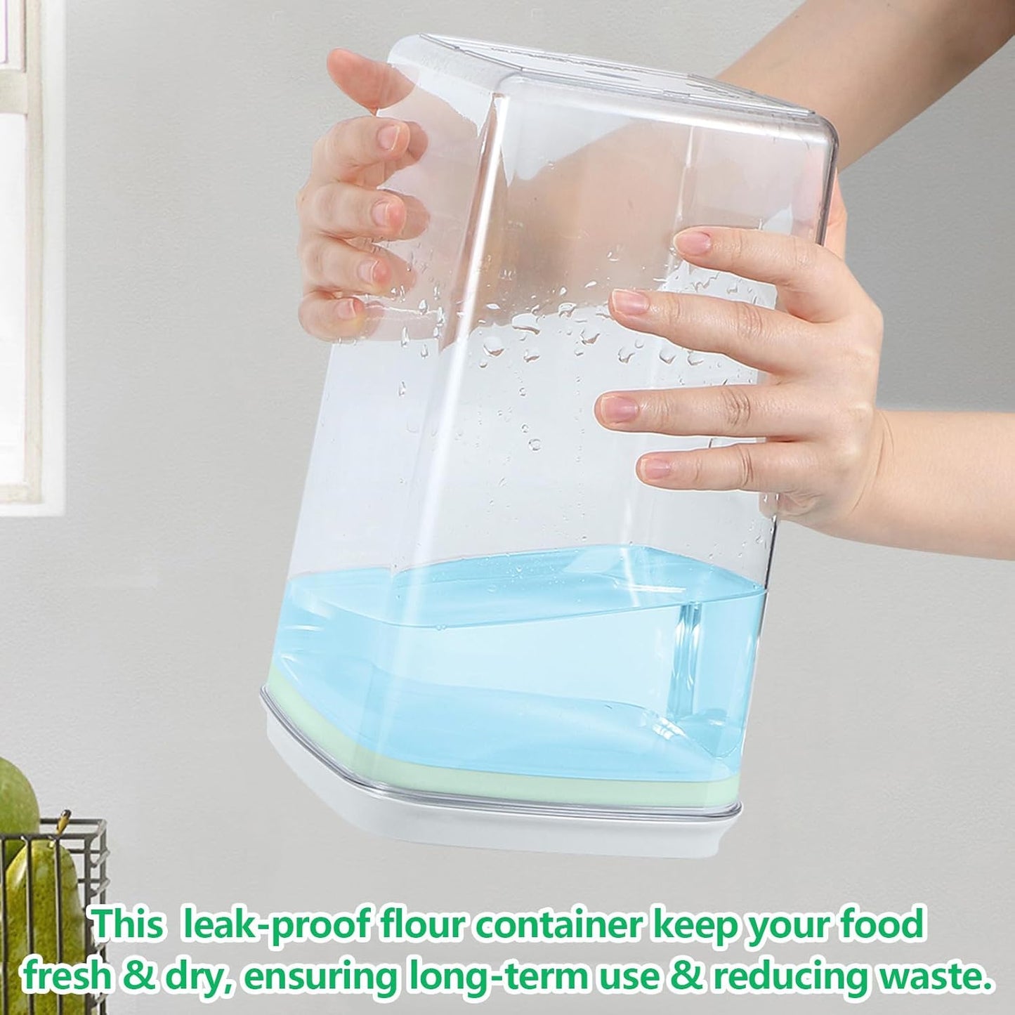 Airtight Flour Rice Storage Container with Pop-up Lid - 4.2 Qt Crystal-Clear Plastic Spaghetti Container, Tall and Slim Food Storage Bin Fit for Kitchen Pantry Organization