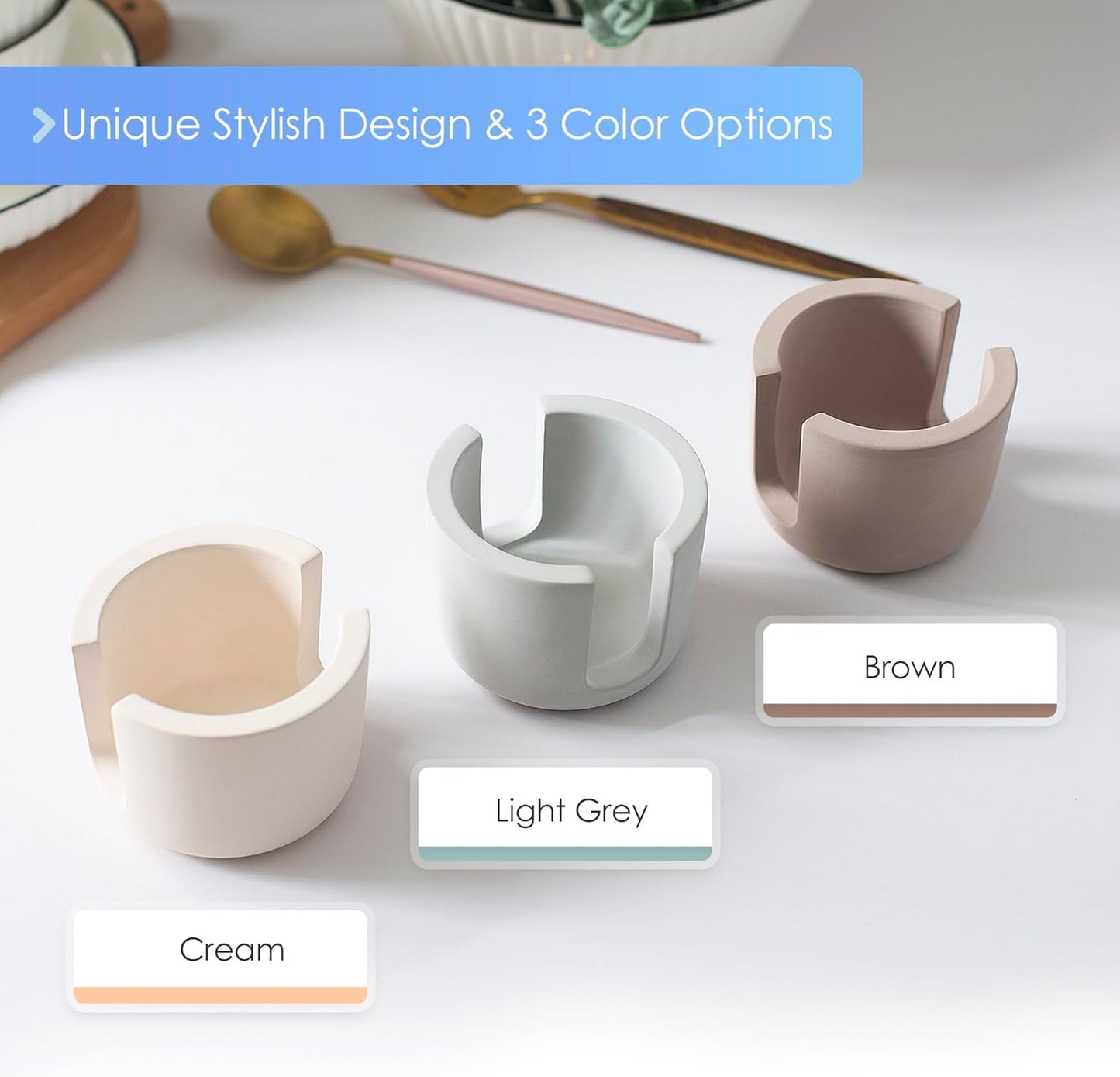 MOPHONICHOME Sponge Holder, Stone Sponge Holder For Kitchen Sink - Diatomite Kitchen Sink Caddy, Quick Dry, Super Absorbent, Modern Design, Brown