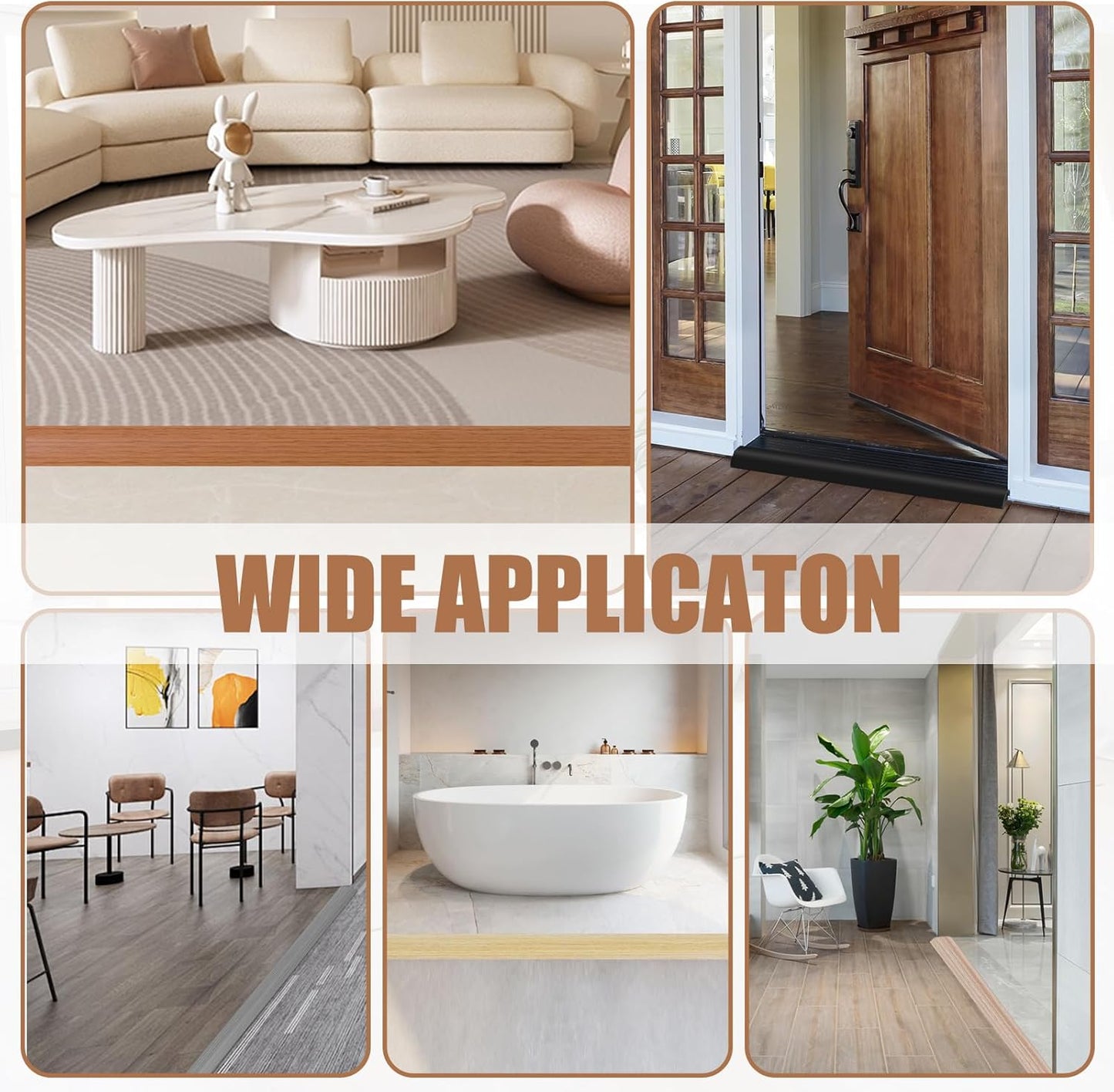 Floor Transition Strip Door Threshold 79" Floor Transition Reducer Trim on The Edges Threshold Strip Self Adhesive Suitable for Doorways, Tiles, Carpet