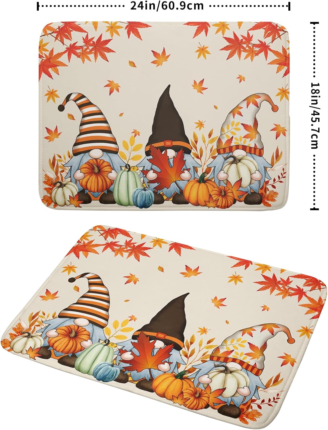 Fall Gnome Dish Drying Mat for Kitchen Counter Autumn Pumpkin Maple Leaves Dishes Pad Absorbent Fast Dry Dish Drainer Rack Mats 18x24 Inch Thanksgiving Day Drying Mats for Counter Accessories