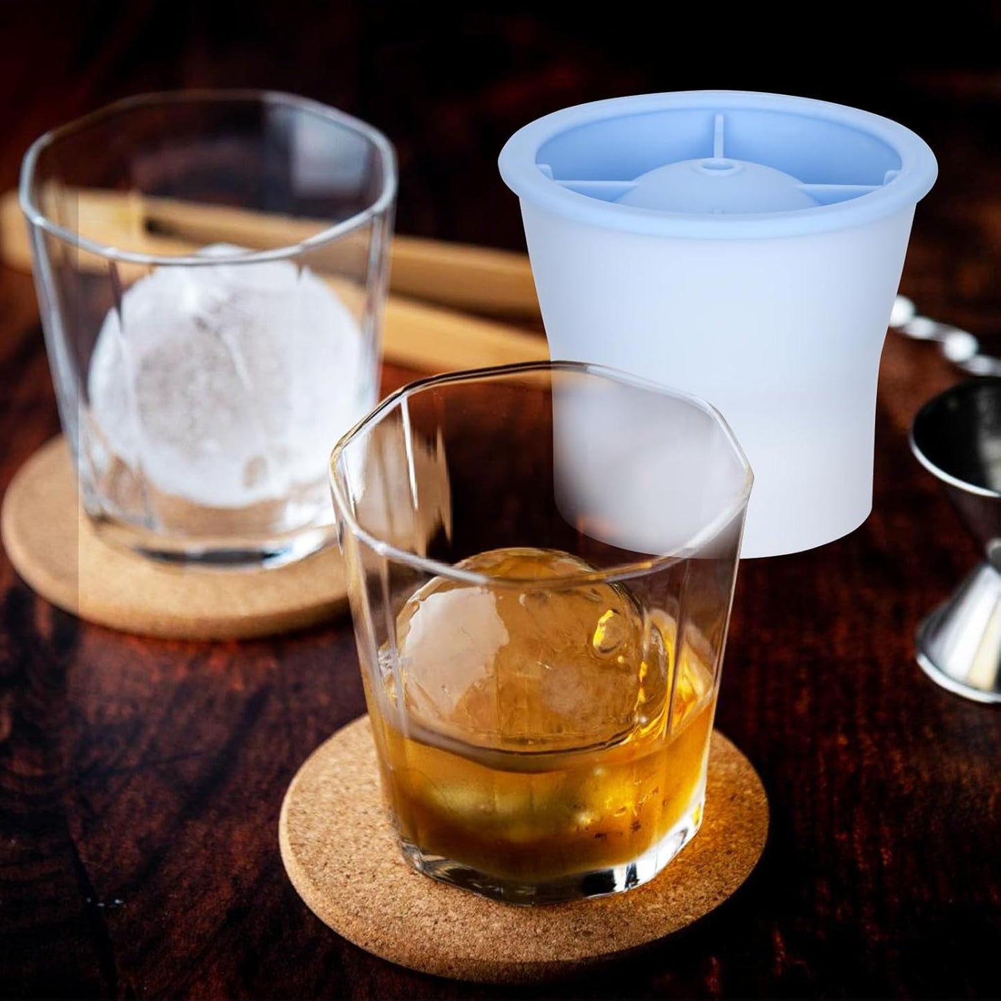 Round Ice Cube Molds 6 Pieces, Silicone Sphere Ice Mold Maker, Stackable Easy Release Circle Ice Cube Mold with Lids, Spherical Ice Makers with Lids for Whiskey, Cocktails, Bourbon, and Drinks