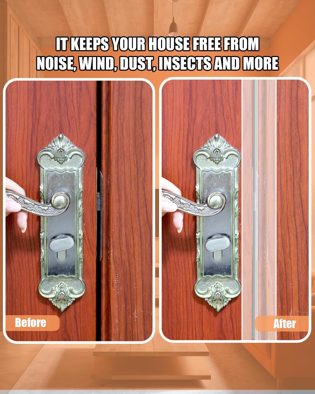 Orghtin T-Shaped Silicone Seal Strip, Clear Sealer Weather Stripping Door Seal Strip, 10Ft x 1.97 in Draft Stopper for Side of Door