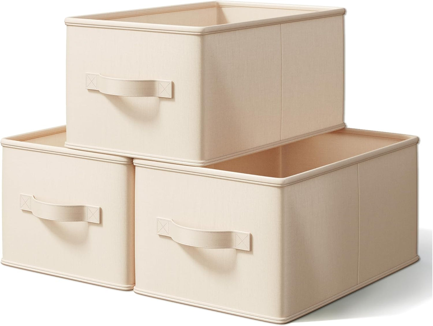 Storage Bins, Fabric Satin Storage Baskets for Shelves, 11.5" L*8.75" W*6.5" H Collapsible Storage Bins with Handles for clothes, Closet Baskets and Bins with Handles, Blush Pink, 3-Pack