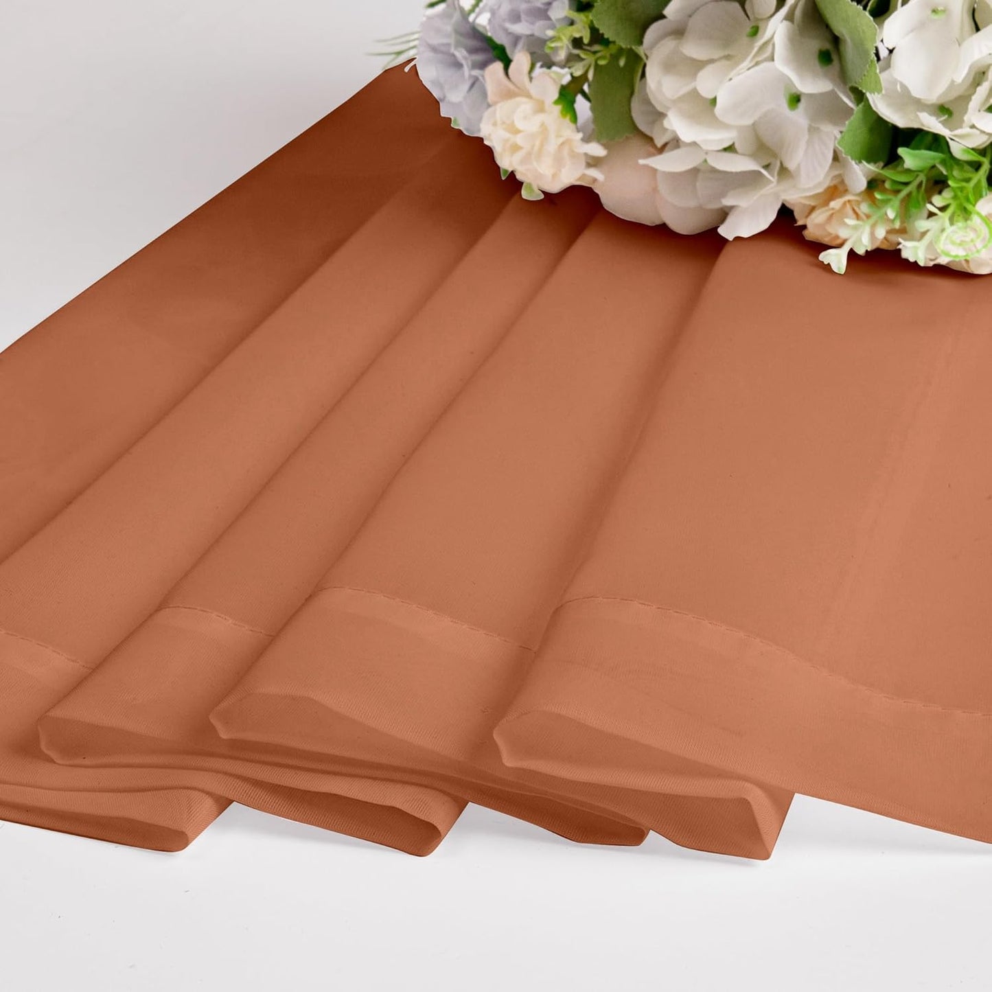 Chyhomenyc Burnt Orange Sheer Curtains 84 Inch Length 2 Panels, Light Filtering Soft Airy Voile Rod Pocket Sheer Window Drapes for Bedroom Living Room, Each 42Wx84L Inches