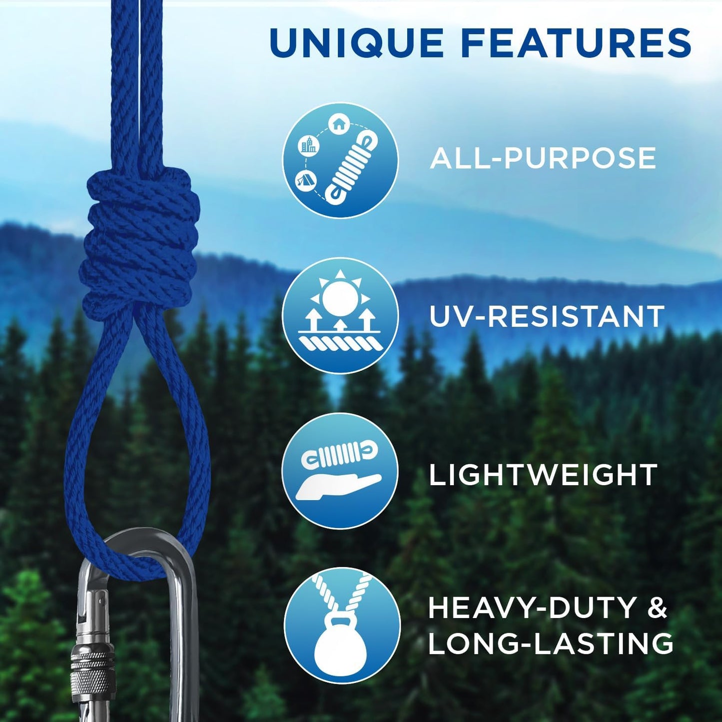 TECEUM Cotton Rope 3/16” (5 mm) – 100 FT – Strong All-Purpose Braided Rope – Natural Cotton – for Crafting, Сamping, Clothes Line, DIY, Indoor & Outdoor Use – Blue