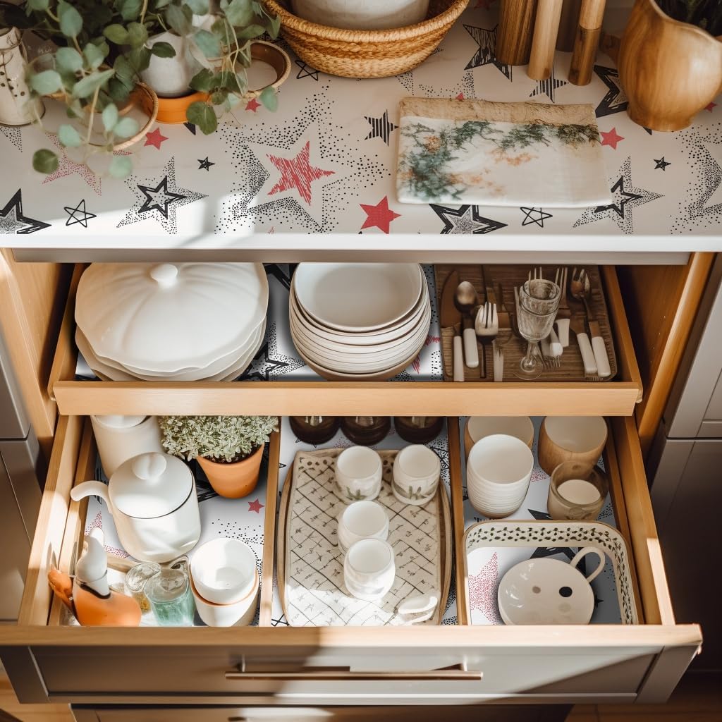 Shelf Liner 18" W x 384" L Long Non Adhesive Kitchen Drawer Liner, Waterproof Shelf Liner Durable Anti-Slip for Kitchen Cabinets