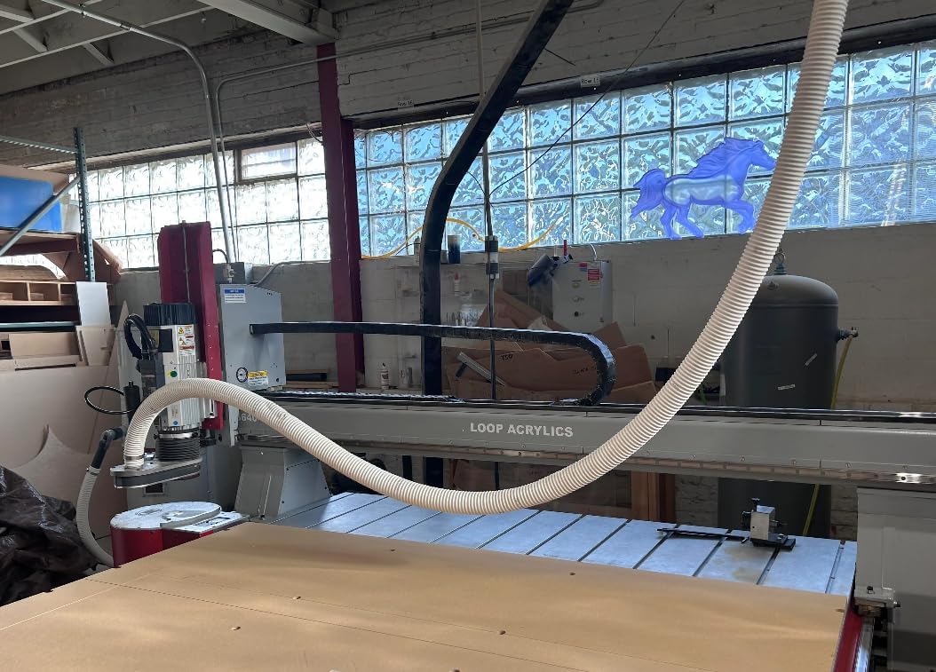 Dust Collection Hose 1-1/2 in × 5 ft Heavy Duty Clear Flexible PVC Reinforced Thicken Helix Suction Discharge Corrugated Pipe Hose for Fume Dust Collector Fitting Wood Chip Saw (1.5 inch hose)