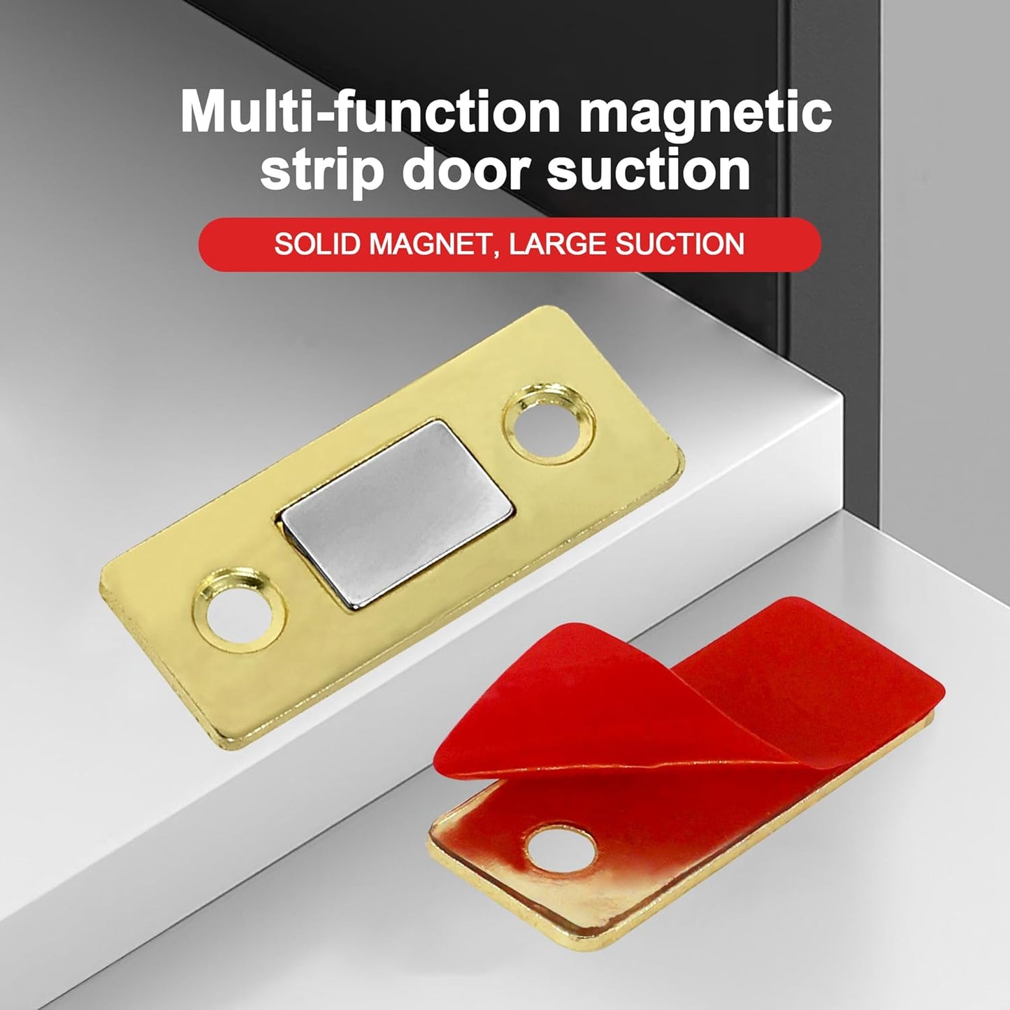 Cabinet Magnetic Catch, 6 Pack Gold Ultra Thin Magnetic Cabinet Door Catch, Adhesive Cabinet Magnets for Kitchen Drawer Cabinet Door Closet, Concealed Strong Magnetic Cabinet Latch