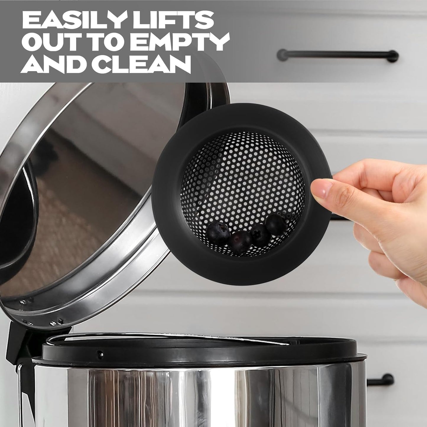 Retisee 2 Pcs Sink Strainer Stainless Steel Kitchen Sink Drain Strainer Basket Cover Mesh Hair Food Catcher, Large Wide Rim of 4.4 Diameter(Matte Black)