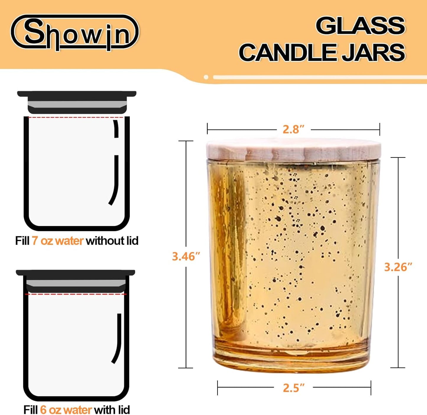 Thick Candle Jars for Making Candles 12 Pcs, 7 OZ Empty Jars with Wood Lids for Candle Making, Sample Container, Gold