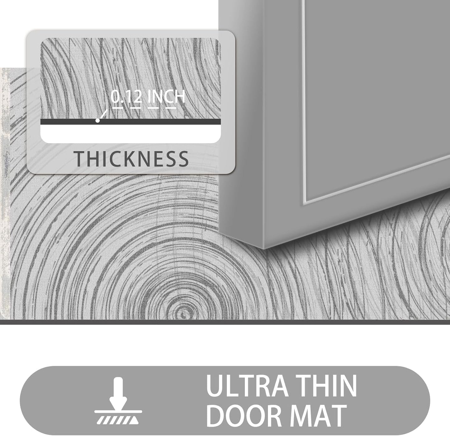 Ultra Thin Door Mat Indoor Entrance, 1/10 in Thin Door Mats for Inside Entry, Non-Slip Rubber Backing Washable Doormat, Fade Resistant, Absorbent, Low Profile Dirt Trapper, 35"X24"