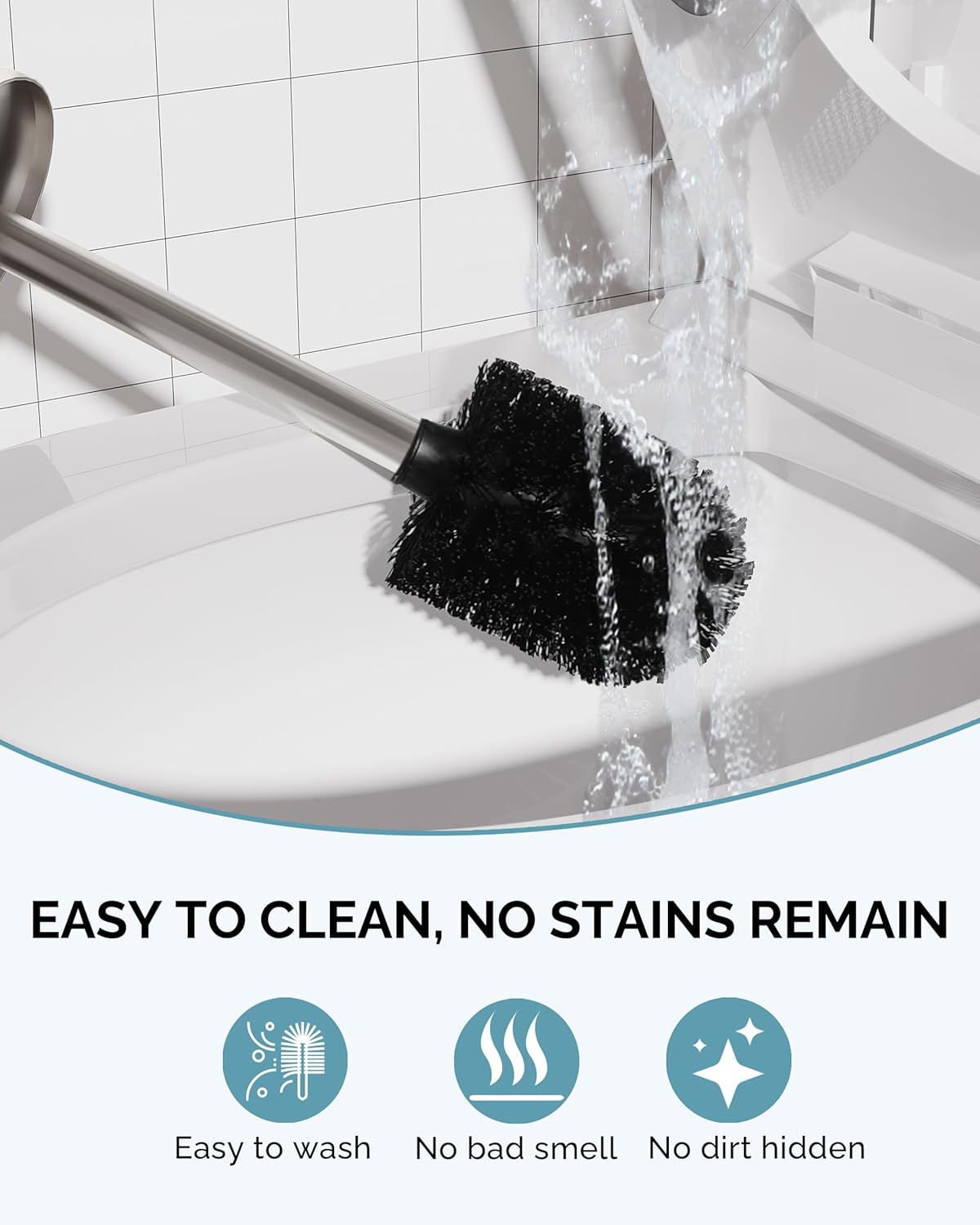 Toilet Brush and Holder Set, 2 Pack Stainless Steel Toilet Bowl Brush with Lid, Rust Proof Toilet Cleaner Brush with Caddy, Durable Bristles, Splash Proof, Ideal for Bathroom (Brushed Nickel)